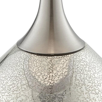 Possini Euro Design Swift Modern Table Lamp 32" Tall with USB Dimmer Round Riser Mercury Glass Chrome Neck Double Drum Shade for Bedroom Living Room House Bedside Nightstand Office Entryway Family
