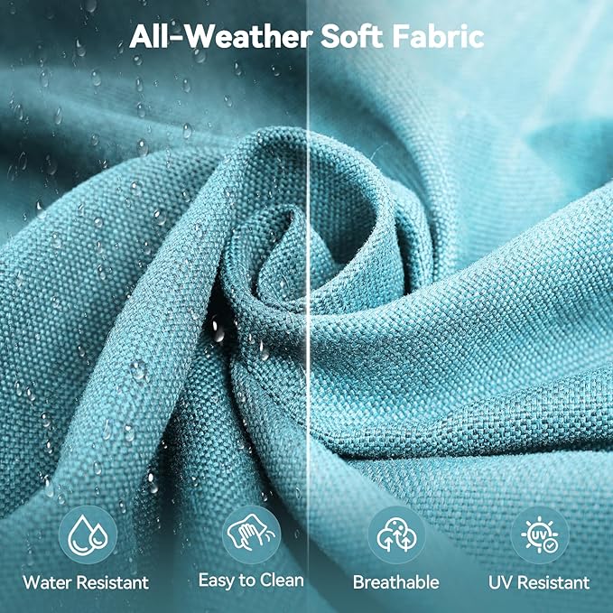 Luxury 6" Outdoor Cushions for Patio Furniture, 24x24x6" Thick Seat Cushion Set of 4, Fade Resistant Couch Chair Replacement Cushions High Density Deep Wicker Chair Cushion w/ Removable Cover, Teal