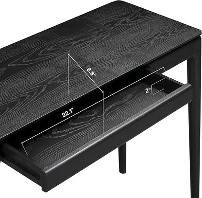 NTC Mingle 47-Inch Console Table, Modern Solid Wood Entryway Table with Hidden Drawer, Waterproof & Heat Resistant, Narrow Table for Hallway, Living Room & Foyer, Burnt Black