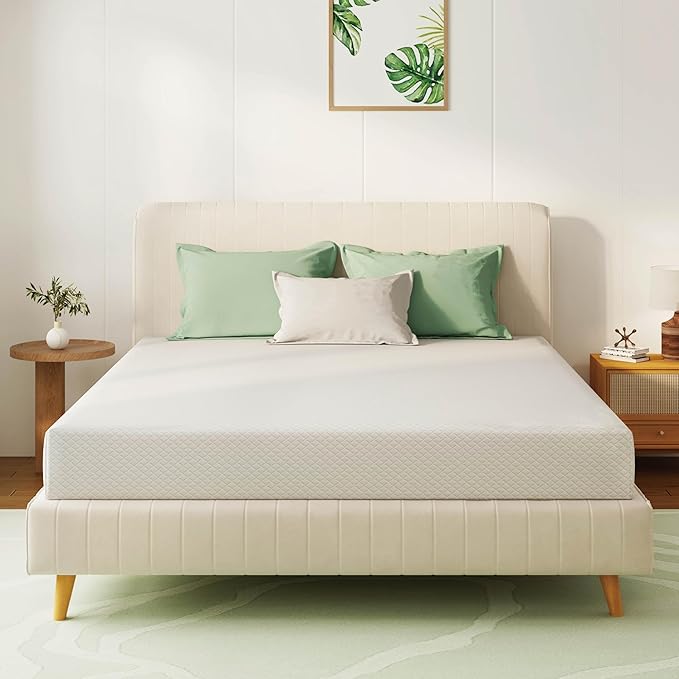 Queen Mattress 8 Inch Green Tea Memory Foam Mattress for Cool Sleep & Pressure Relief, Medium Feel,Fiberglass Free, Bed in a Box, Removable Washable Cover, CertiPUR-US Certified
