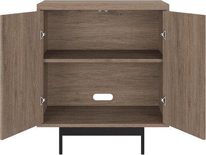 Henn&Hart 28" Fluted Wooden Accent Cabinet, Modern Ribbed Sideboard Buffet Cabinet with 2 Doors and an Adjustable Shelf for Living Room, Dining Room, Bedroom or Entryway, Antiqued Gray Oak