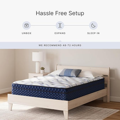 Signature Design by Ashley Queen Size Stack 12 Inch Hybrid Medium Plush Cooling Gel Infused Memory Foam Mattress for Pressure Relief, Fiberglass Free, Mattress in A Box