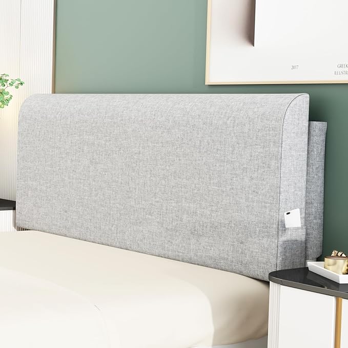 Upholstered King Headboard, No Tools Needed, Wall Mounted Headboard with Removeable Washable Linen, Multi-Functional Backrest (Grey)