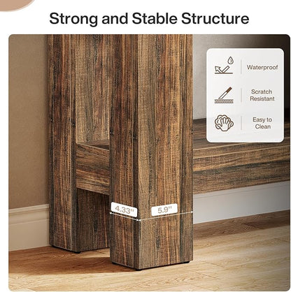 Tribesigns 63-Inch Console Table with 2 Drawers, 2-Tier Wooden Sofa Table Behind Couch, Farmhouse Entryway Console with Storage Shelf for Living Room, Entrance, Hallway (Dark Brown)