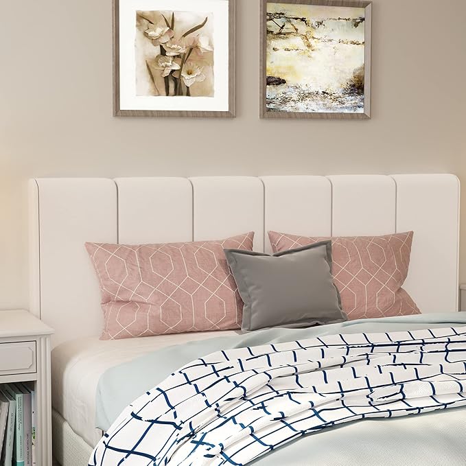 HAOBO Home Upholstered Headboards Foldable Queen/Full Faux Leather Panels with Height Adjustments-White