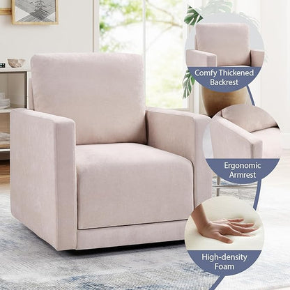 INZOY Swivel Accent Chair Set of 2, Comfy 360° Swivel Chair with Hidden Storage, Upholstered Chenille Square Chair for Living Room Bedroom Small Spaces, Fully Assembled, Beige