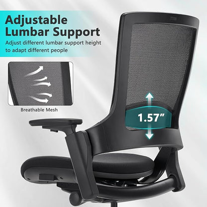 CLATINA Swivel Executive Chair, Adjustable Ergonomic Computer Chair with 3D Armrest and Lumbar Support, Mesh Backrest Task Chair for Home Office Conference Room
