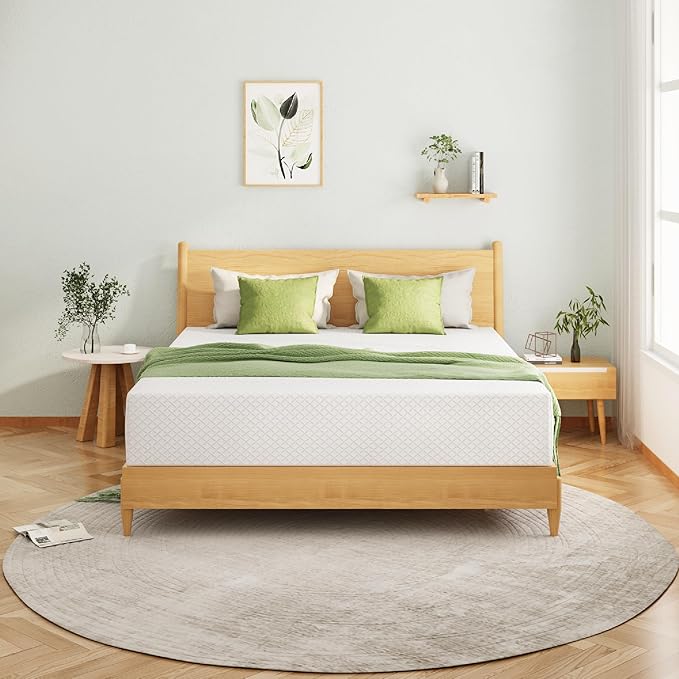 EGOHOME King Size Memory Foam Mattress, 8 Inch Bed Mattress in a Box with Cooling Green Tea Gel, Relieve Pressure with Medium Support, CertiPUR-US Certified, 80''L x 76''W, White