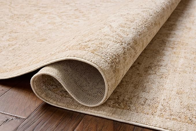 Loloi Chris Loves Julia Palma Collection PLM-01 Ivory/Sand 2'-3" x 3'-10" Fringe Accent Rug Vintage Style Boho Living Room Bedroom Carpet