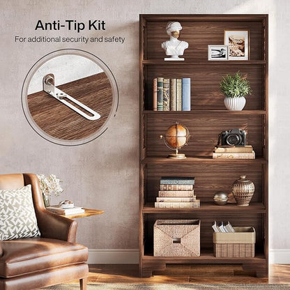 Tribesigns 71" Tall Bookshelf, 6-Tier Large Mid-Century Bookcase, Freestanding Library Open Bookshelves with 5 Storage Shelves, Wooden Display Shelving Unit for Living Room, Home Office(2PC)