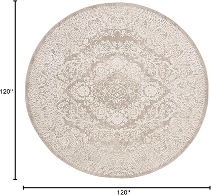SAFAVIEH Area Rug 10' Round - Reflection Collection - Large - Beige & Cream, Non-Shedding & Easy Cleaning, Ideal for Living Room, Bedroom (RFT668A)