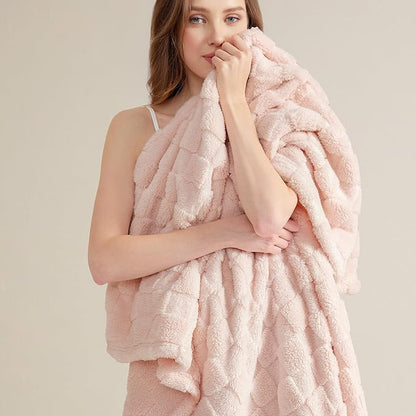Bedsure GentleSoft Blankets Queen Size for Bed - Super Soft Cozy Blanket for Women Men Girls, Large Fuzzy Fleece Throw for Bedroom Decor, Light Pink, 90x90 Inches