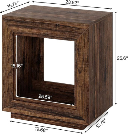 Tribesigns Rustic Wood End Table, 2 Tiered Square Side Table with Storage Shelf, Industrial Sofa Side Table for Living Room, Entrance (2, Brown)