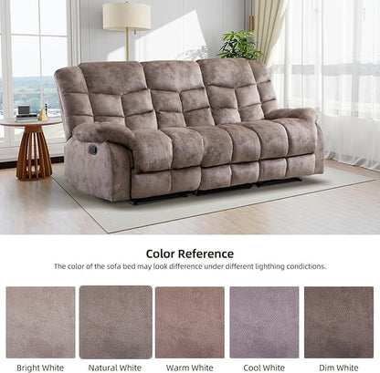 EBELLO Reclining Living Room Set, Includes One Seat Manual Recliner, Loveseat Recliner Sofa and 3PC Bonded Manual Sofa Couch, Brown