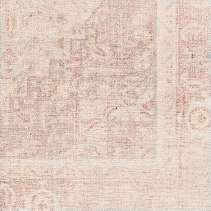 RUGGABLE Washable Area Rug – Kamran Soft Pink 10x14, Stain-Resistant, Non-Slip – Large Machine Washable Rugs for Living Room, Bedroom, Hallway, Entryway & Office–with Cushioned Pad