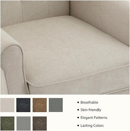 Lumibee High Back Accent Chair,Upholstered Wingback Armchair with Solid Wood Legs for Small Spaces,Comfy Single Sofa Chair for Living Room,Bedroom,Office-Beige