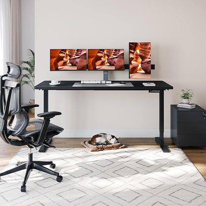 Standing Desk, Large Stand Up Desks, 71x31 Inches Electric Sit Stand Desks , Adjustable Height Computer Table Charging USB Port&Sedentary Reminder for Home Office with Splice Board (Black)