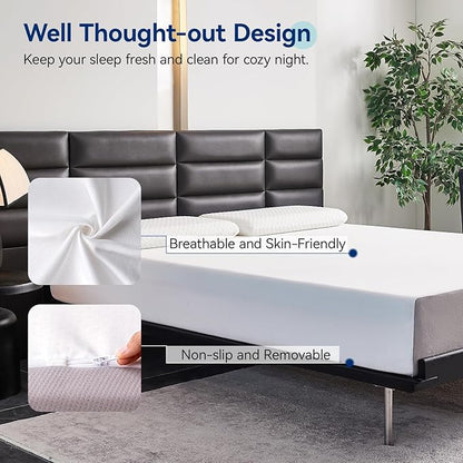 Amazon Basics Memory Foam Mattress, Soft Plush Feel, 10 Inch, Full, White/Grey