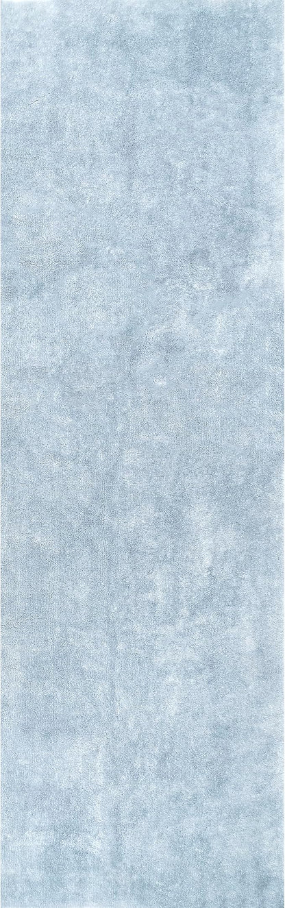 nuLOOM 2' x 6' Cozy Plush Area Rug, Machine Washable, Non-Slip, Soft Fluffy Shag Carpet for Living Room Bedroom Kids Room Nursery Home Decor, Loni Light Blue