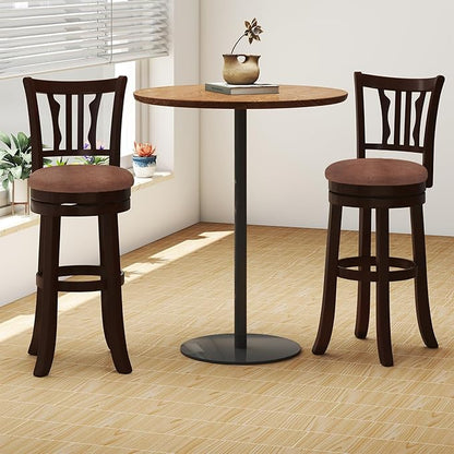 COSTWAY 30" Bar Height Stools Set of 2, Swivel High-Top Chairs with Backrest & Faux Leather Padded Seat, Rubber Wood Counter Barstools with Footrest for Kitchen Islands, Dining Room, Pub (2,30'')