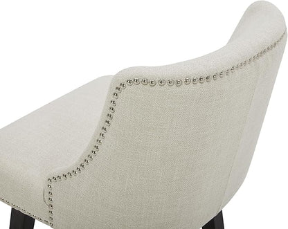 CHITA Counter Height Swivel Bar Stools Set of 4, FSC Certified Upholstered Counter Stools, Modern Swivel Barstools with Wood Legs for Kitchen Island, 26" Seat Height, Fabric in Linen