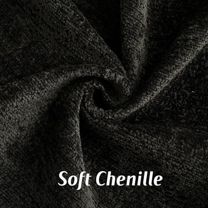 FUTEI Black Chenille Throw Pillow Covers 26x26 Inch Set of 2,Soft Cozy Bound Edge Design Euro Pillow Sham,Home Decor for Couch Bed Living Room