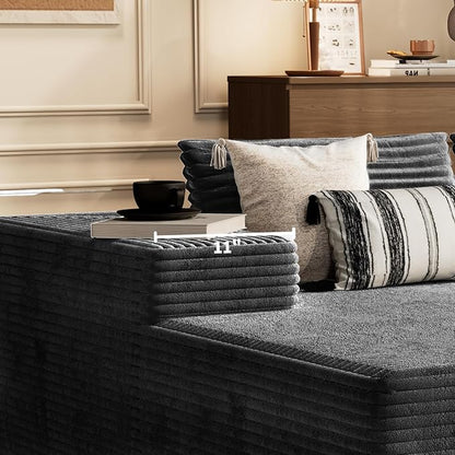 105.5" Modular Sectional Sofa L-Shape, Modular Cloud Sofa with Deep Seat for Living Room Bedroom, Upholstered Couches No Assembly Required (Gray Left Facing Chaise)