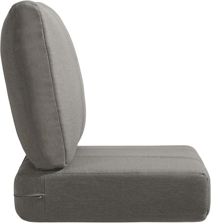 Luxury 24x24x6 Inch Kitty Outdoor Chair Cushions Set of 4 - Heavy Duty Water-Resistant Comfortable Cushion for Patio Dining Gliding Rocking Chairs Loveseat L-Shape Sofa - Grey