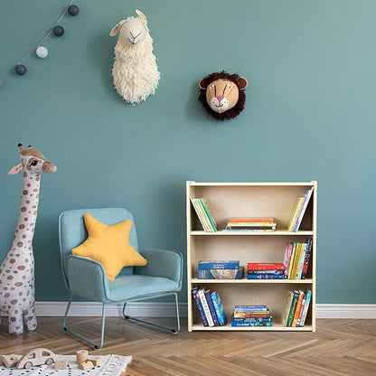 3-Shelf Bookcase, Montessori Bookshelf and Storage Unit in Birch Plywood, Arts & Crafts Supplies Organizer for Toddlers (36")