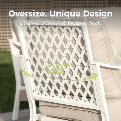 Outdoor Patio Leg Sofa Chairs Set of 2 Steel Frame Porch Furniture with Deep Seating and 5.5" Cushions for Lawn Backyard Deck, Beige
