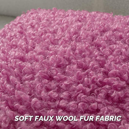 FUTEI Hot Pink Decorative Throw Pillow Covers 22x22 Inch Set of 2,Soft Fluffy Faux Wool Fur Boucle Textured Cushion Case,Modern Home Decor for Couch Bed Living Room Office