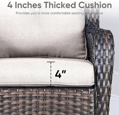 9-Piece Outdoor Patio Cushion Set - Fade & Water Resistant with Removable Olefin Cover, 22x24x4 Inch Memory Foam Cushions for Wicker Sectional Sofa – Beige/Buckle