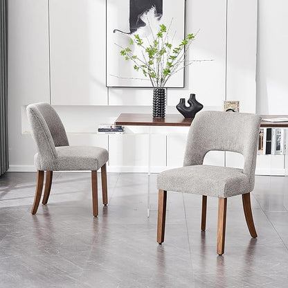 VKNOW Wooden Dining Chairs Set of 6, Modern Fabric Upholstered Dining Room Chair Kitchen Chairs, Farmhouse Dinner Chair for Kitchen Dining Room, Grey