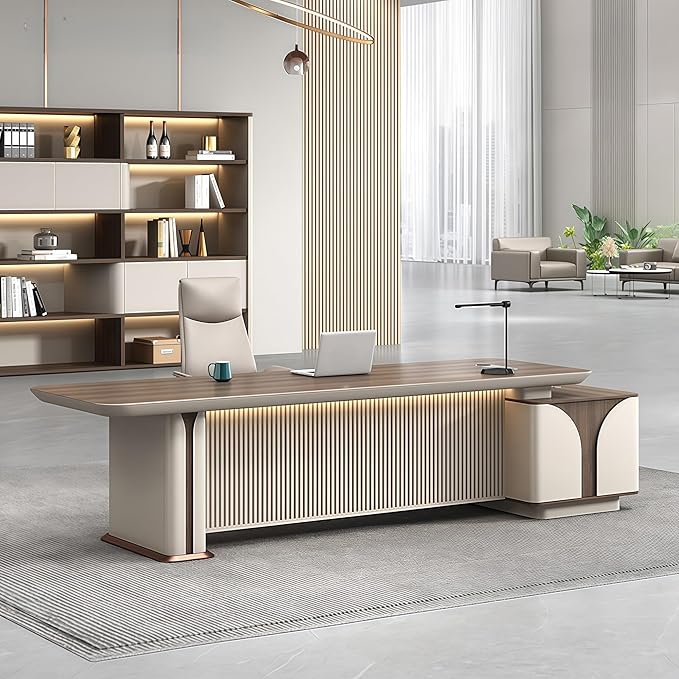 Modern L Shaped Desk, 78.7 inch Large Desk with Storage, Executive Desks for Home Office No Installation Required with Drawers and Lockable