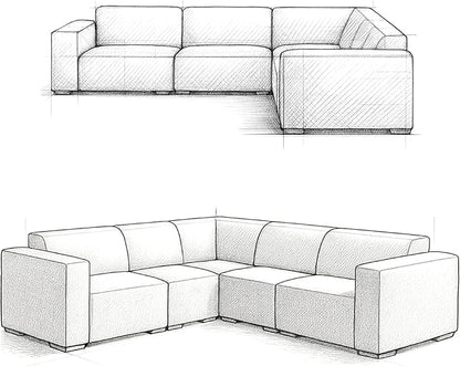 SIMPLIHOME Rex Corner Sectional Modular Sofa in 100% Recycled Polyester Tightly Woven Performance Fabric, Pale Grey, 116-inches Wide, Handcrafted Modern-Style L-Shaped Couch for Living Room