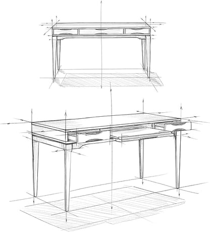 SIMPLIHOME Harper Desk - 60-Inch Wide Solid Hardwood Writing Desk in White, Mid-Century Modern Home Office Computer Table for Workspace or Study with 2 Drawers and Flip-Down Keyboard Tray