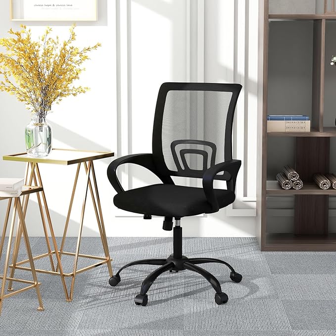 Bonzy Home Ergonomic Office Chairs Set of 4, Swivel Rolling Conference Room Chair, Mesh Computer Desk Chairs with Lumbar Support and Wheel, 4 Pack