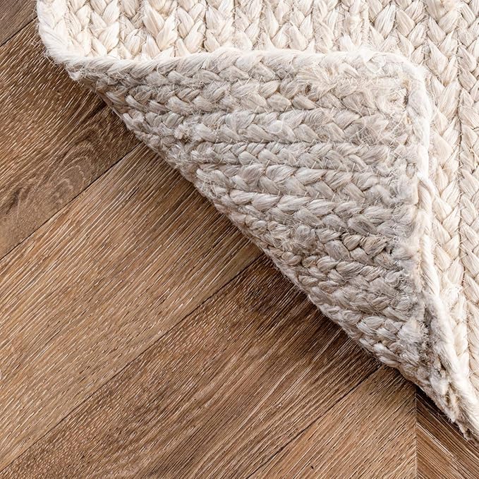 nuLOOM 10x14 Rigo Jute Hand Woven Area Rug, Off White, Solid Farmhouse Design, Natural Fiber, For Bedroom, Living Room, Dining Room, Hallway, Office, Kitchen, Entryway