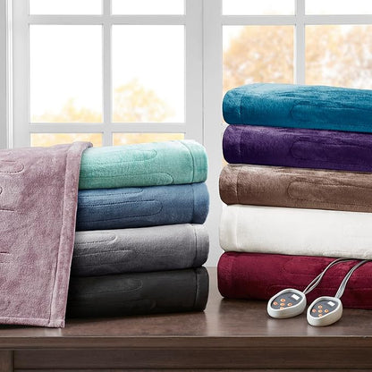 Beautyrest Heated Electric Blanket for Cold Weather, Fast Heating Heated Blanket, Auto Shut Off, Virtually Zero EMF, Multi Heat Setting, UL Certified, Purple Full (84 inx80 in)