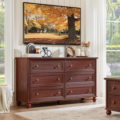 Farmhouse Dressers & Night Stand Set of 4, Wood 54" Wide Dresser & 35" Tall Chest of Drawers, 18" with Charging Station Nightstand Set of 2, Bedroom Furniture Dresser Set for Home Living Room Hallway