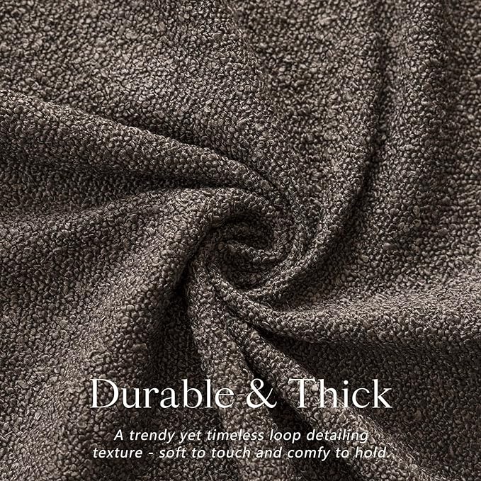 Foindtower Set of 2, Decorative Textured Boucle Throw Pillow Covers Accent Solid Pillow Cases Neutral Soft Cozy Couch Cushion Case for Chair Sofa Bedroom Living Room Home Decor 26 x 26 Inch Dark Brown