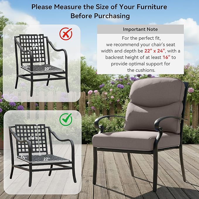 8-Piece Outdoor Patio Cushion Set - Fade & Water Resistant with Removable Olefin Cover, 22x24x4 Inch Memory Foam Cushions for Wicker Sectional Sofa – Grey/Crescent