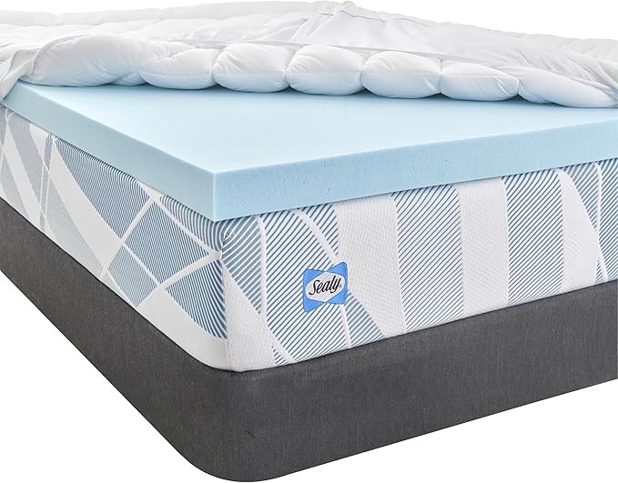 Sealy Dreamlife 3” Gel Memory Foam Queen Mattress Topper with 1” Quilted Cooling Cover, SealyComfort Gel Foam, SealyCool Poly Blend Cover