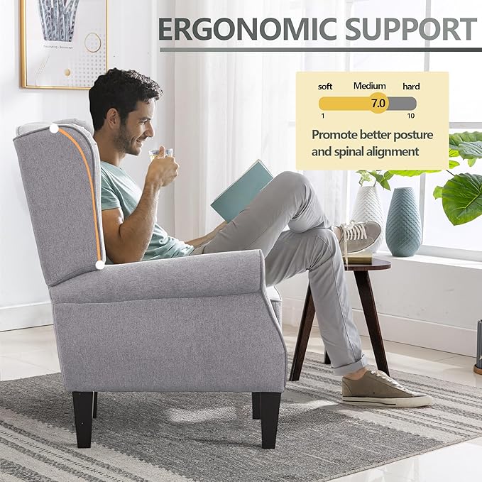 Modern Accent Chair, Fabric Armchair with High Back & Sturdy Legs, Comfy Single Sofa Chair for Bedroom, Living Room, Reading & Balcony