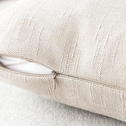 Foindtower Pack of 2 Soft Textured Throw Decorative Pillow Covers Lumbar Accent Solid Cushion Cover Cozy Neutral Farmhouse Pillow Case for Couch Sofa Bedroom Living Room 12x24 Inch, Light Beige