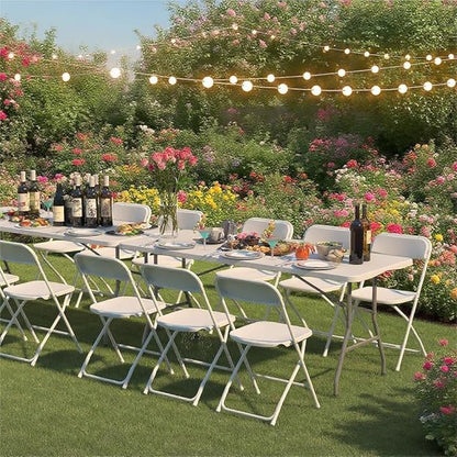 30 Pack White Plastic Folding Chairs, Portable Stackable Commercial Party Folding Chairs with Steel Frame 350lbs for Home Office Outdoor Indoor Office Wedding Party Events