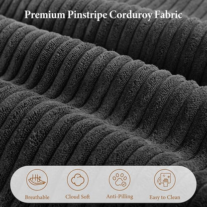 Vesgantti 141.7" Oversized Boneless Sectional Couch, Modern 7 Seater Modular Sofa with Chaise, Deep Seat Convertible Corduroy Cloud Couches for Living Room, No Assembly Required, Black