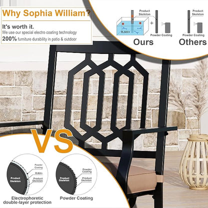 Sophia & William Outdoor Metal Swivel Chairs Set of 2 Patio Dining Rocker Chair with Cushion Furniture Set for Garden Backyard Bistro, 300 lbs