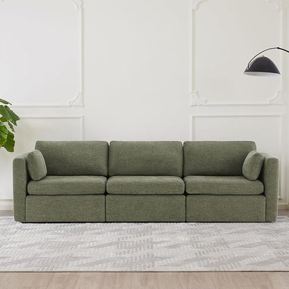 CHITA Oversized Modular Sectional Convertible Fabric Sofa Set, FSC Certified Extra Large Sectional Deep Seat Couch for Living Room, 112 inch Width,3 Seat Modern Modular Sofa, Moss Green