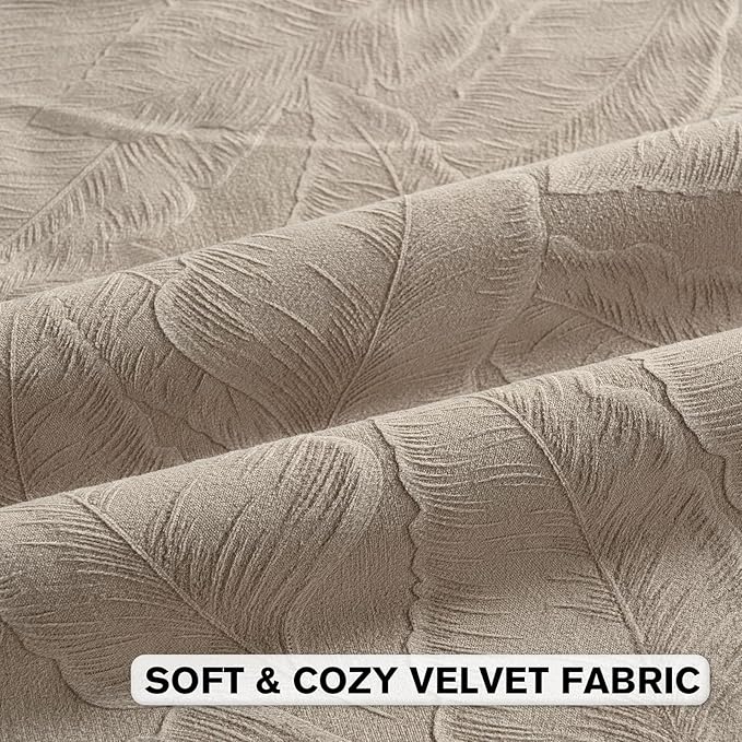 FUTEI Oatmeal Velvet Throw Pillow Covers 24x24 Inch Set of 2,Soft Embossed Leaf-Relief Textured European Cushion Cases,Natural Home Decor for Couch Living Room